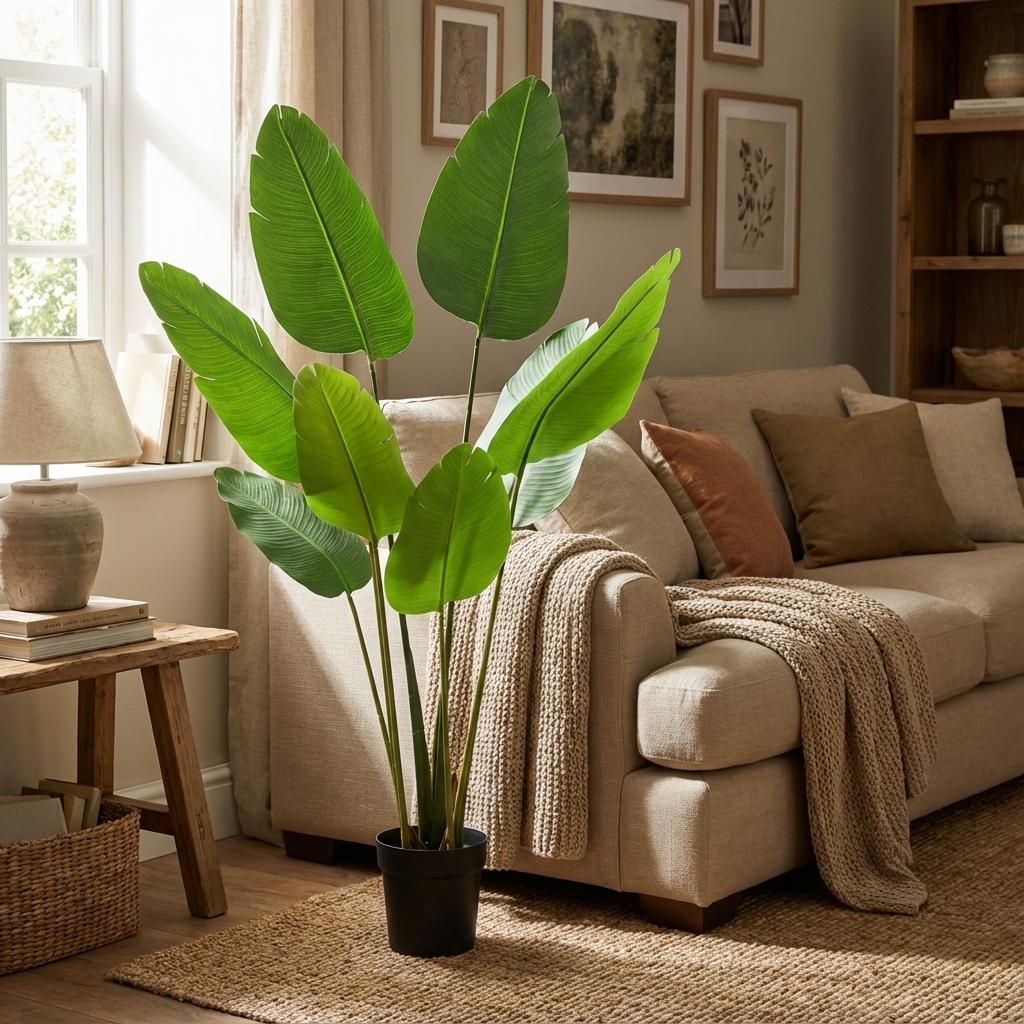 Strelitzia Nicolai Kunstpflanze 155cm – Paradiesvogelblume Deko Pflanze – Pflegefreie Zimmerpflanze für Wohnzimmer Büro & Empfangsbereich