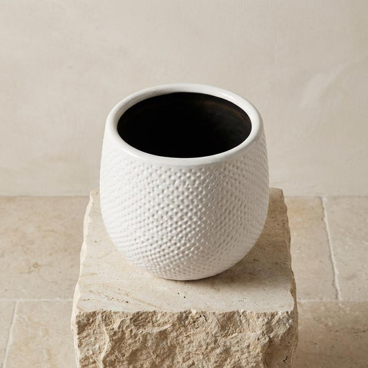 Topf Gabriel Rund Weiß – D14cm – Moderner Keramik Blumentopf – Zeitloser Übertopf für Zimmerpflanzen – Elegant & vielseitig für Wohnraum Balkon & Büro