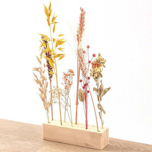Holzständer für getrocknete Blumen - M - Blumen und Kräuter + getrocknetes Blumenarrangement 