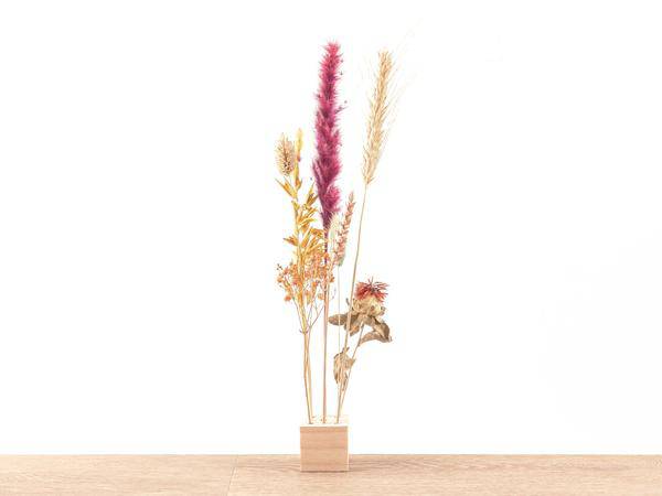 Trockenblumenständer aus Holz - S - Blumen und Kräuter + Trockenblumenarrangement 