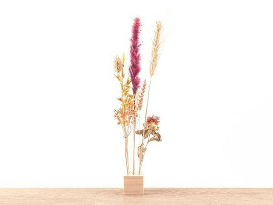 Trockenblumenständer aus Holz - S - Blumen und Kräuter + Trockenblumenarrangement 