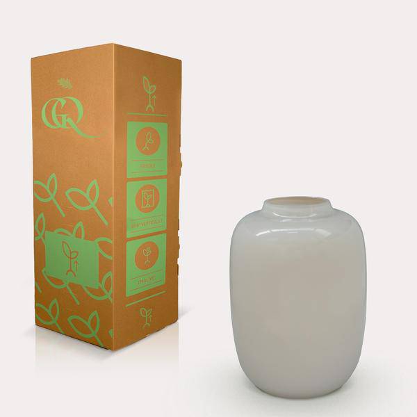 Glas Vase - H35cm - B25cm - Artic Ivory