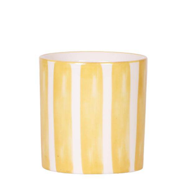 Topf - Bemalter Streifen - Gelb - Ø9cm 