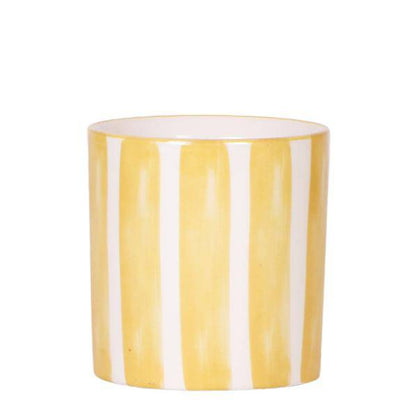 Topf - Bemalter Streifen - Gelb - Ø9cm 