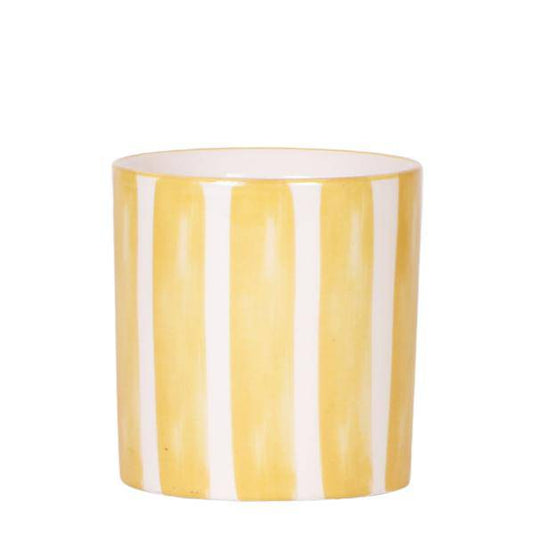 Topf - Bemalter Streifen - Gelb - Ø9cm 