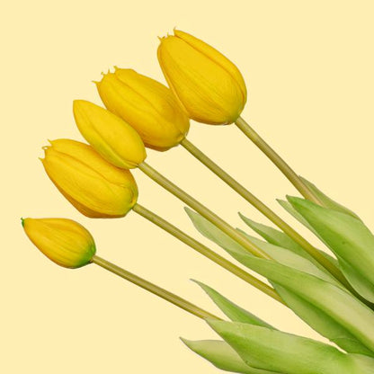 Gelber Tulpenstrauß – 5 Stück - Kunsttulpen - 42 cm