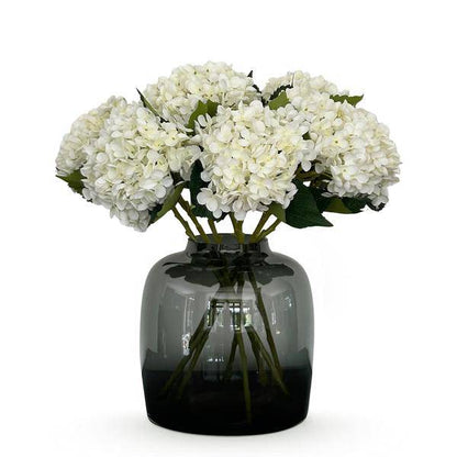 Künstliche Blumen - Blumenstrauß - Solo - Weiß - Hortensienblüten - 52 cm - 8 Stück