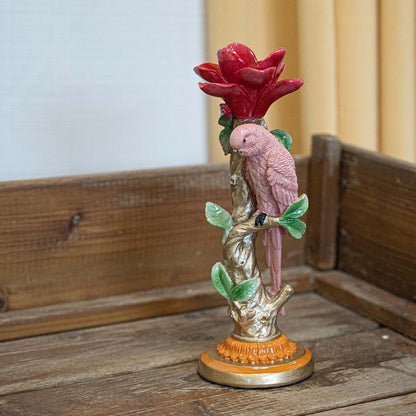Kerzenständer Pinker Papagei – 26 cm – Polyresin – Bunte Deko – Wohnaccessoire & Tischdeko