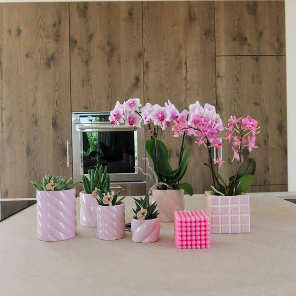 Candy Dekotopf – Hoch – Rosa – Ø9cm – Keramik Übertopf – Runde Form – Farbenfrohes Design – Für Zimmerpflanzen & Orchideen 
