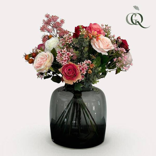 Kunstblumen - Blumenstrauß - Bouquet M - Flammenrosen - 45 cm