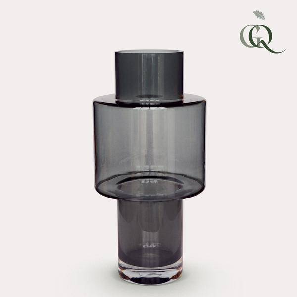 Glas Vase - Juba M - H40cm - B20cm - Grau