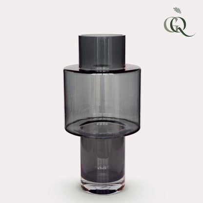 Glas Vase - Juba M - H40cm - B20cm - Grau