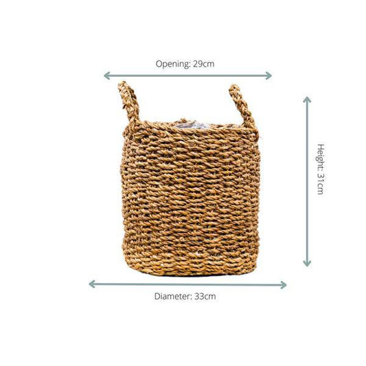 Korb Jack – Pflanzkorb 34x31cm – Übertopf für Zimmerpflanzen – Naturfarbener Aufbewahrungskorb – Für Pflanzen & Dekoration – Robust & leicht 