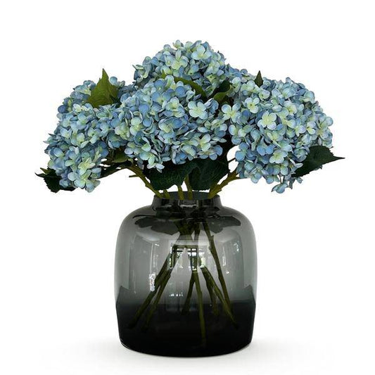 Künstliche Blumenstrauß Hortensien Blau – 8 Zweige je 52cm – Realistische Kunstblumen – Zeitloser Deko Blumenstrauß – Langlebige & pflegeleichte Dekoration für Zuhause, Büro & Events 