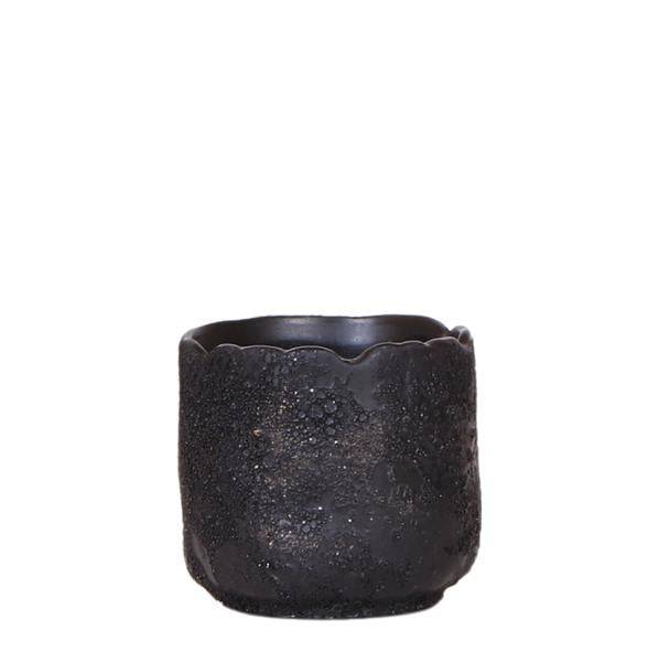 Mond Dekotopf Schwarz Ø6cm – Pflanztopf aus Keramik – Moderner Blumentopf mit rauer Mondoberfläche – Mini Topf für Zimmerpflanzen & Sukkulenten – Dekoration im Industrial Design 