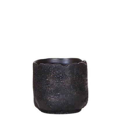 Mond Dekotopf Schwarz Ø6cm – Pflanztopf aus Keramik – Moderner Blumentopf mit rauer Mondoberfläche – Mini Topf für Zimmerpflanzen & Sukkulenten – Dekoration im Industrial Design 