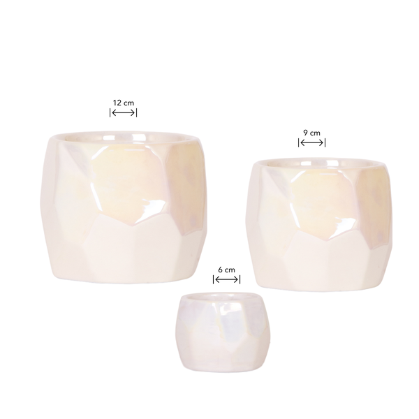 Kombi-Angebot Perlen Travertin Töpfe – 3er-Set Ø6/9/12 cm – stilvolle Keramik-Pflanzgefäße für Orchideen, Sukkulenten & Zimmerpflanzen 