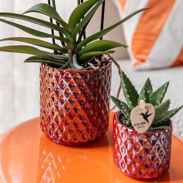 Diamant Perle Dekotopf - Rot - Ø9cm 