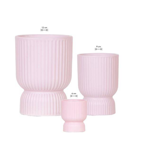 Kombi-Angebot Diabolo Topf – Rosa – 3er-Set Ø6cm, Ø9cm & Ø12cm – Moderne Dekotöpfe im zeitlosen Design – Pflanzentöpfe für Zimmerpflanzen, Sukkulenten & Kakteen 