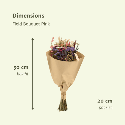 Trockenblumen Feldblumenstrauß Rosa - Ø20cm - ↕50cm - Oasis of Life