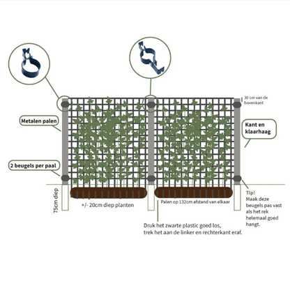 Metallstange mit Deckel – 260cm Pfosten für Heckenverlängerung – stabiler Metallpfahl für Zaun, Rankhilfe & Gartengestaltung 
