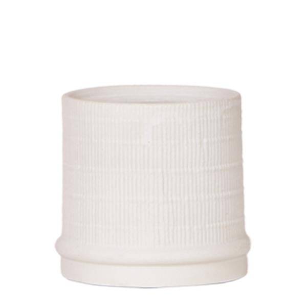 Bali Blumentopf Off White Ø9cm – Dekorativer Keramiktopf mit Rillenstruktur – Moderner Pflanzentopf im minimalistischen Design – Stilvolle Blumendeko für Wohnzimmer, Küche & Büro 