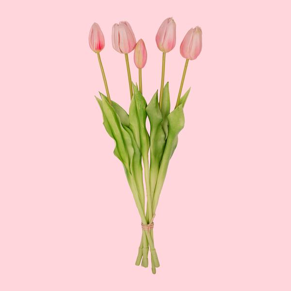 Pinker Tulpenstrauß - 5 Stück - Kunsttulpen - 42 cm