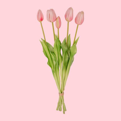 Pinker Tulpenstrauß - 5 Stück - Kunsttulpen - 42 cm