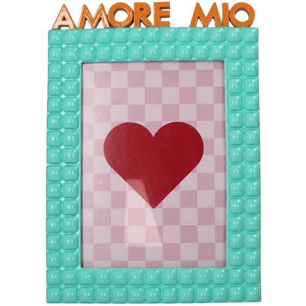 Bilderrahmen Amore Mio – Polyresin – Türkis – 13x18 cm – Romantischer Fotorahmen – Für Fotos & Dekoration – Liebevolles Design 
