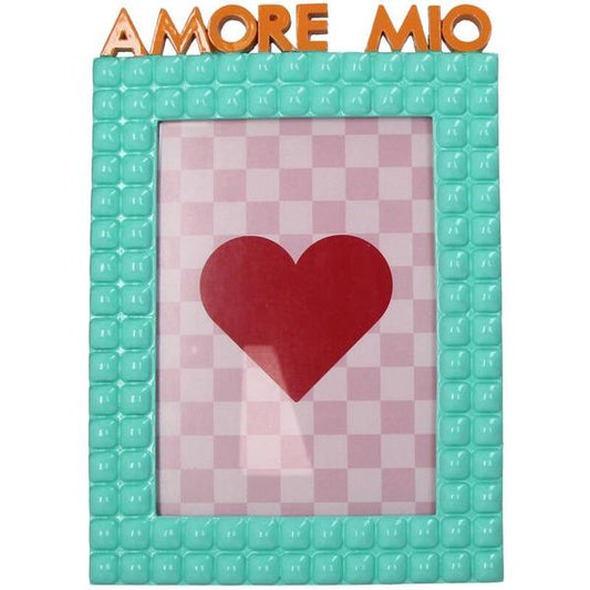 Bilderrahmen Amore Mio – Polyresin – Türkis – 13x18 cm – Romantischer Fotorahmen – Für Fotos & Dekoration – Liebevolles Design 