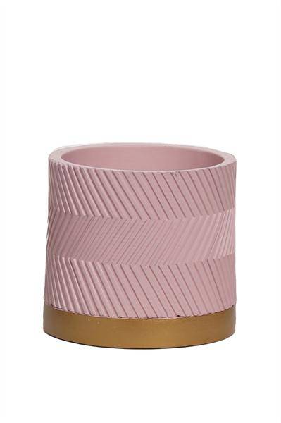 Blumentopf Groovy Pink Matt – Ø15cm – Dekotopf aus Kunststoff – Moderner Pflanztopf mit Rillenstruktur für Innen & Außen 
