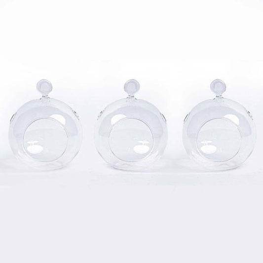 Weihnachtsbaumkugeln aus Glas – 3er-Set – Transparent – Mit Aufhänger – Ø10,5 cm – H8 cm – Edle Weihnachtsdekoration 