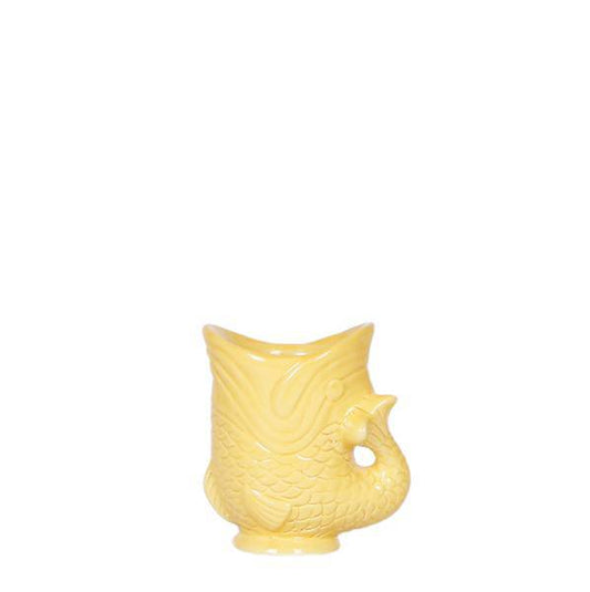 Fisch Dekotopf Gelb – Keramik Pflanztopf Ø6cm – Handgefertigtes Fisch-Design – Glänzende Glasur – Ideal für Sukkulenten & Kleine Pflanzen 