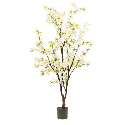 Künstliche Pflanze - Prunus - Kirschblüte Weiß - Zimmerpflanze - ↕175cm