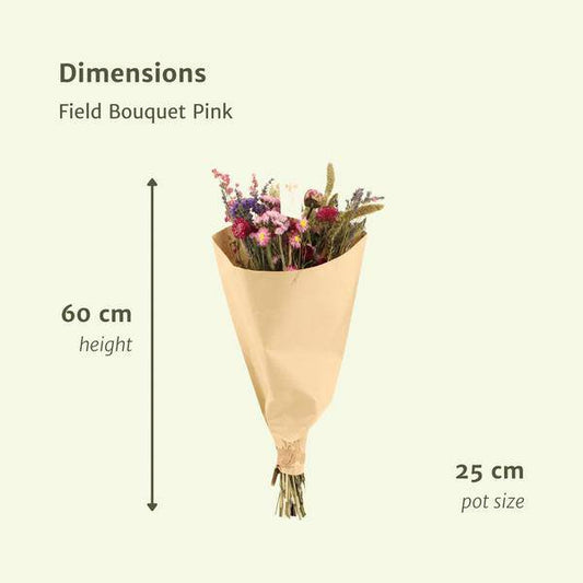 Feldblumenstrauß Rosa - Trockener Strauß - 35cm - 12 Stück