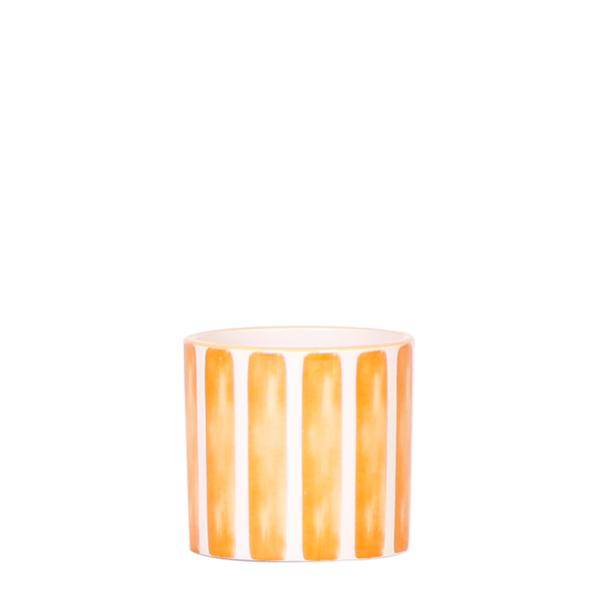 Topf - Bemalter Streifen - Orange - Ø6cm 