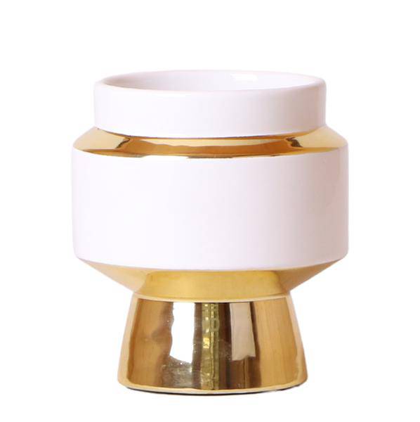 Le Chic Blumentopf - Weißer dekorativer Keramiktopf mit goldenen Details - Ø9cm - Oasis of Life