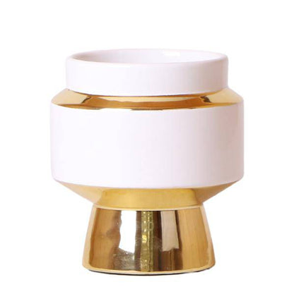Le Chic Blumentopf - Weißer dekorativer Keramiktopf mit goldenen Details - Ø9cm - Oasis of Life
