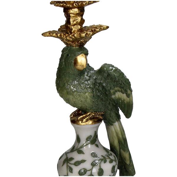 Kerzenhalter Vogel – Grün – Polyresin – 13x13x39 cm – Deko & Wohnaccessoire
