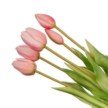 Vase Erdbeermädchen + Kunst Tulpen Pink 10 Stück
