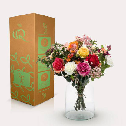 Kunstblumen - Blumenstrauß - Bouquet M - Flammenrosen - 45 cm