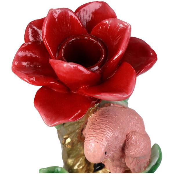 Kerzenständer Pinker Papagei – 26 cm – Polyresin – Bunte Deko – Wohnaccessoire & Tischdeko