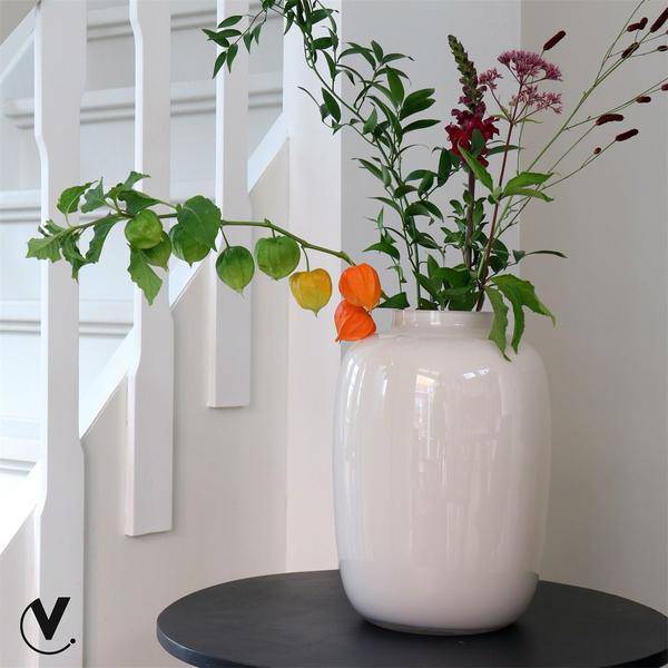 Glas Vase - H35cm - B25cm - Artic Ivory