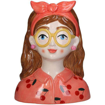 Vase Fashion Lady 'Jessie' 27 cm - Mit Brille und Haarband - Oasis of Life