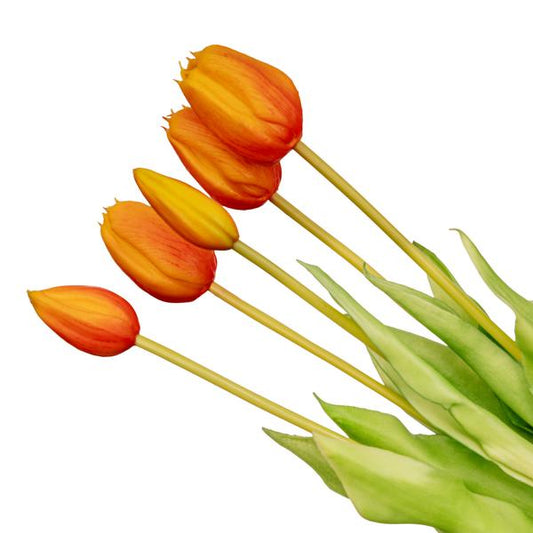 Orange Tulpenstrauß – 10 Stück – Künstliche Tulpen 42 cm – Real Touch – Frühlingsdeko & Tischdeko