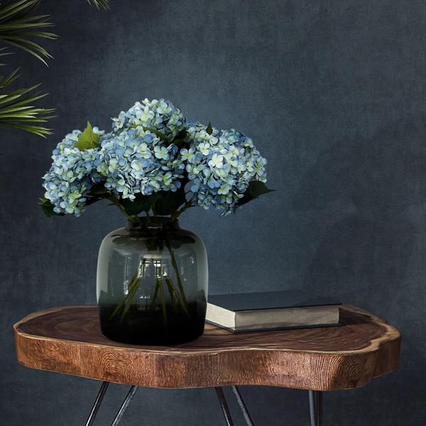 Künstliche Blumenstrauß Hortensien Blau – 8 Zweige je 52cm – Realistische Kunstblumen – Zeitloser Deko Blumenstrauß – Langlebige & pflegeleichte Dekoration für Zuhause, Büro & Events 