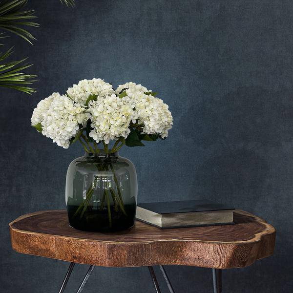 Künstliche Blumen - Blumenstrauß - Solo - Weiß - Hortensienblüten - 52 cm - 8 Stück