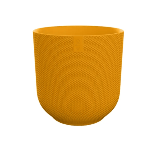 Blumentopf Jazz Rund Bernsteingelb – Ø23cm – Höhe 21cm – dekorativer Pflanzkübel aus Kunststoff – moderner Übertopf für Innen- und Außenbereich 