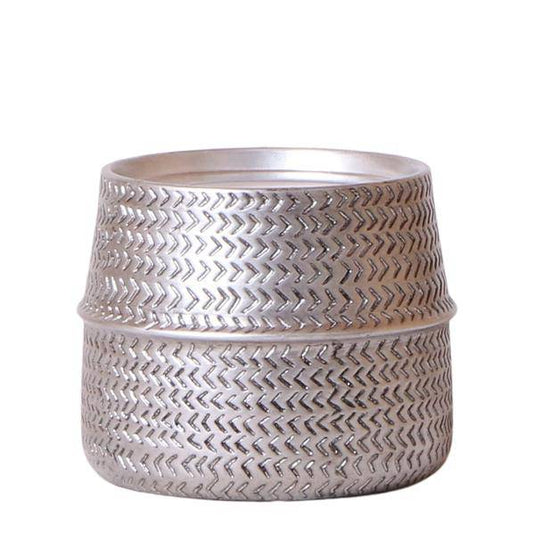 Groove Blumentopf – Goldener Keramiktopf – Ø12cm – Dekorativer Ziertopf mit markantem Rillenmuster – Mattes Finish – Für Zimmerpflanzen & Orchideen 