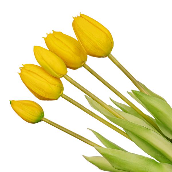 Gelber Tulpenstrauß – 5 Stück - Kunsttulpen - 42 cm